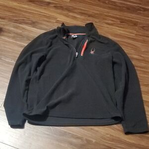 Spyder Black Fleece Quarter-Zip with Chest Pocket and Red Trim and Logo